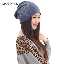able Warm Women Hat Diamond Floral Knit Gorro Beanie Hip Hop Cap Hats for Women Gorras Planas Slouch Skullies Bonnet ELY
