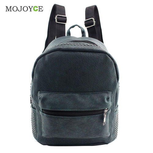 Fasion PU Leather Rivet Backpack Bagpack Rucksack Women Retro Crack Pattern Mochila Feminina School Bags for Teenagers ELY