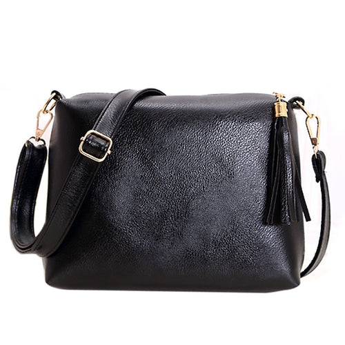 Fasion Women PU Leather Lady Tassel leisure Satchel Pack Lady Crossbody Shoulder Messenger Bag Candy Color Bags For Women ELY