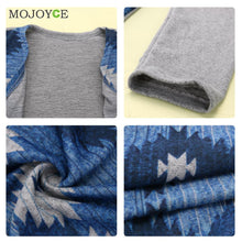 Floral Print Cardigan Women Irregular Long Sleeve Knitted Sweater Blue Knit Cotton Cardigan Open Front Coat Top Plus Size ELY