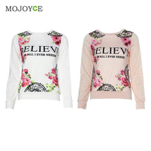 Floral Printing Hoodies Women Sweatshirt Hooded Letter Print Long Sleeve Loose Pink Hoodies Sweatshirt Women ELY