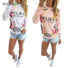 Floral Printing Hoodies Women Sweatshirt Hooded Letter Print Long Sleeve Loose Pink Hoodies Sweatshirt Women ELY