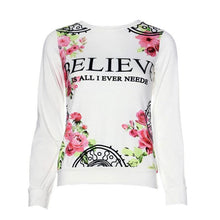 Floral Printing Hoodies Women Sweatshirt Hooded Letter Print Long Sleeve Loose Pink Hoodies Sweatshirt Women ELY