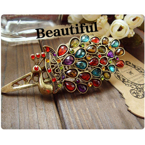 Hair Clips for Women Girls Crystal Peacock Big Hairpins Hair Accessories Barrette Donut Hair Style1STL ELY
