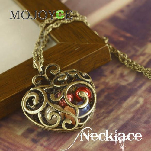 Heart Colour Bead Necklace Retro Hollow Accessories Chain 1STL ELY