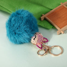 Fox Fur Pearl Rhinestone Ball Top Car Key Ring Bag Charm Key Chains Christamas Gift for Girl 1STL ELY