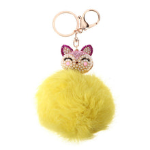 Fox Fur Pearl Rhinestone Ball Top Car Key Ring Bag Charm Key Chains Christamas Gift for Girl 1STL ELY