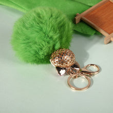 Fox Fur Pearl Rhinestone Ball Top Car Key Ring Bag Charm Key Chains Christamas Gift for Girl 1STL ELY