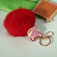 Fox Fur Pearl Rhinestone Ball Top Car Key Ring Bag Charm Key Chains Christamas Gift for Girl 1STL ELY