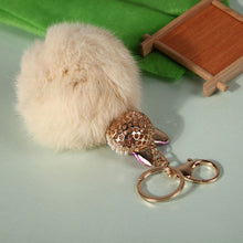 Fox Fur Pearl Rhinestone Ball Top Car Key Ring Bag Charm Key Chains Christamas Gift for Girl 1STL ELY