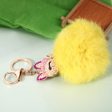 Fox Fur Pearl Rhinestone Ball Top Car Key Ring Bag Charm Key Chains Christamas Gift for Girl 1STL ELY