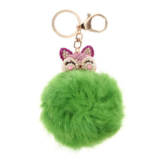 Fox Fur Pearl Rhinestone Ball Top Car Key Ring Bag Charm Key Chains Christamas Gift for Girl 1STL ELY