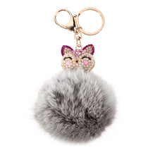 Fox Fur Pearl Rhinestone Ball Top Car Key Ring Bag Charm Key Chains Christamas Gift for Girl 1STL ELY
