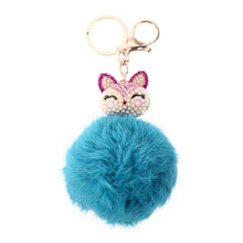 Fox Fur Pearl Rhinestone Ball Top Car Key Ring Bag Charm Key Chains Christamas Gift for Girl 1STL ELY