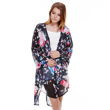 Top Women Long Printed Shirts Chiffon Kimono Printed Cardigan V-Neck Half Sleeve Women Sexy Kimono 1STL ELY