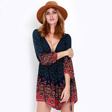 Women Playsuits Long Sleeves Elastic Waist Bodysuit Women Vintage Deep V Neck Printed Jumpsuit Rompers Womens Jumpsuit ELY