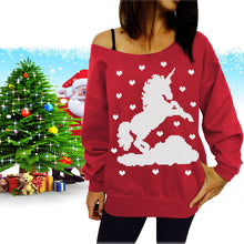 Womens Xmas Off the Shoulder Sweater Tops Pullover Chiristamas Sweaters Christamas Gift 1STL ELY
