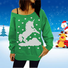 Womens Xmas Off the Shoulder Sweater Tops Pullover Chiristamas Sweaters Christamas Gift 1STL ELY