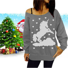 Womens Xmas Off the Shoulder Sweater Tops Pullover Chiristamas Sweaters Christamas Gift 1STL ELY