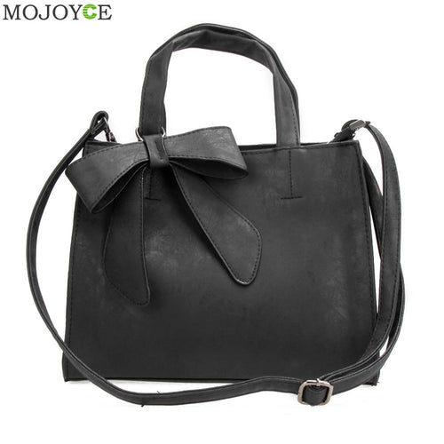 Korean Bow Women Leather Handbag PU Women Messenger Bags Shoulder Crossbody Bag Cute Butterfly Knot Handbag Bolsas Femininas ELY
