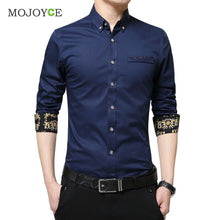 Men Luxury Slim Fit Stylish Dress Shirts Floral Print Long Sleeves Cotton Business Dress Shirt Plus Size ELY