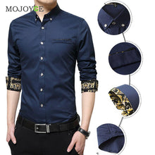 Men Luxury Slim Fit Stylish Dress Shirts Floral Print Long Sleeves Cotton Business Dress Shirt Plus Size ELY
