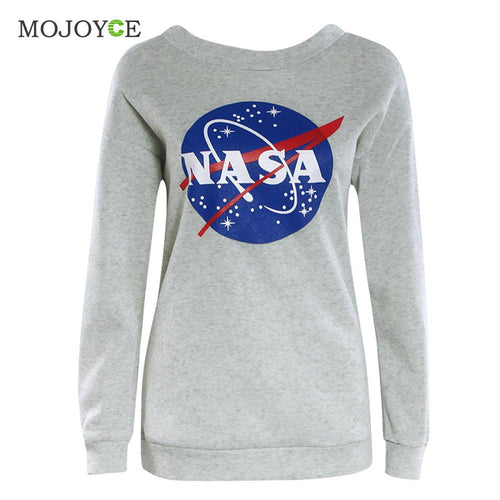NASA Printed Pullover Sweatshirt Hoodies Loose Baseball Tops Femme Sweatshirt Women Suit Women Hoodies Women ELY