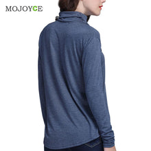 Neck Hung a V-neck T-shirt Women Loose Irregular Long Sleeve Shirts Women Plus Size Blue blusa camisetas mujer ELY