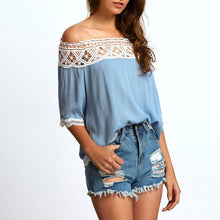 Off Shoulder Women Blouses Tops Half Sleeve Shirt Women Blusa Plus Size blusas femininas Hollow Off Shoulder Top ELY