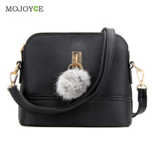 PU Leather Shoulder Bag with Plush Ball Women Bag Women Leather Handbag Crossbody Women Messenger Bags Bolsa Feminina ELY