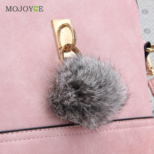 PU Leather Shoulder Bag with Plush Ball Women Bag Women Leather Handbag Crossbody Women Messenger Bags Bolsa Feminina ELY