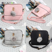 PU Leather Shoulder Bag with Plush Ball Women Bag Women Leather Handbag Crossbody Women Messenger Bags Bolsa Feminina ELY