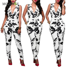 Printing Women Jumpsuit Clubwear V Neck Playsuit Bodycon Bodysuit Party Trousers Rompers Womens Jumpsuit combinaison femme ELY