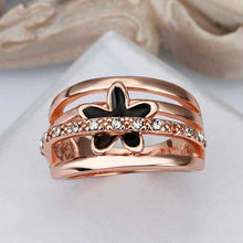 18k gold plated ring pink insets flower anillos charms 539 ELY