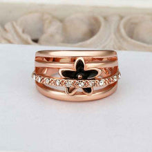 18k gold plated ring pink insets flower anillos charms 539 ELY