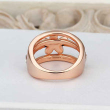 18k gold plated ring pink insets flower anillos charms 539 ELY