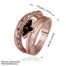 18k gold plated ring pink insets flower anillos charms 539 ELY