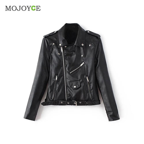Sexy Slim Biker PU Leather Motorcycle Jacket Women Leather Jacket Short Zipper Coat Outwear Chaquetas Mujer ELY