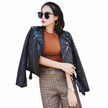 Sexy Slim Biker PU Leather Motorcycle Jacket Women Leather Jacket Short Zipper Coat Outwear Chaquetas Mujer ELY