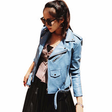 Sexy Slim Biker PU Leather Motorcycle Jacket Women Leather Jacket Short Zipper Coat Outwear Chaquetas Mujer ELY