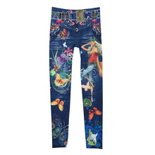 Sexy Women's Denim Stretch Look Ripped Faux Top Jean Leggings Women Denim Pants Leggings Women ELY