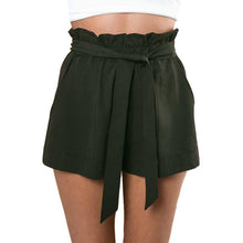 Short High Waist Belt Solid Casual Shorts Army Green Women Chiffon Pocket Loose Shorts 1STL ELY