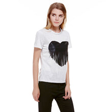 Short Sleeve T-shirt Women Grey Cotton Top Tees Heart Tassel Shirt Sleeve Casual O-Neck Crop Top Tee Shirt Femme ELY