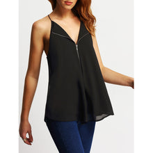 Sleeveless Sexy Zipper Chiffon Cropped Feminino Shirt Women Casual Slim Sling Camis Crop Top for Sleeveles Blusa ELY