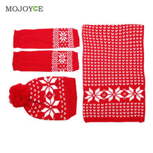 Snow Pattern Hat Scarf Gloves Set Knit Hats Bonnet Women Beanies Gorro Woolen Sacrves Hats Three Pieces Sets ELY