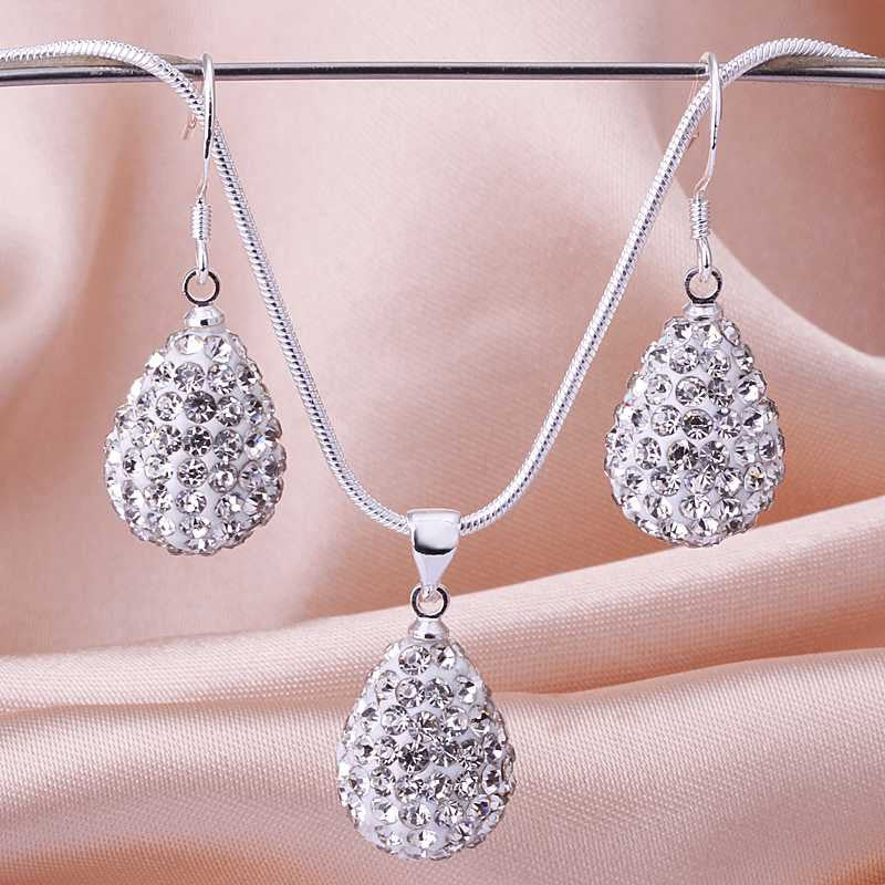 Style 1 mm Handmade Disco Ball Beads Men Gift Crystal Shamballa Jewelry Set Fasion Necklace EarringSBS 28 ELY