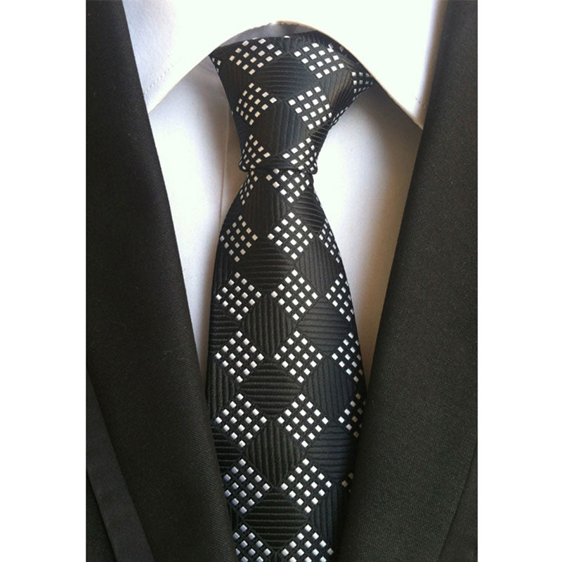 Stylish Jacquard Woven Wedding Silk Slim Tie Plain Skinny Necktie Classic Men's Clothes Accessary 1STL ELY