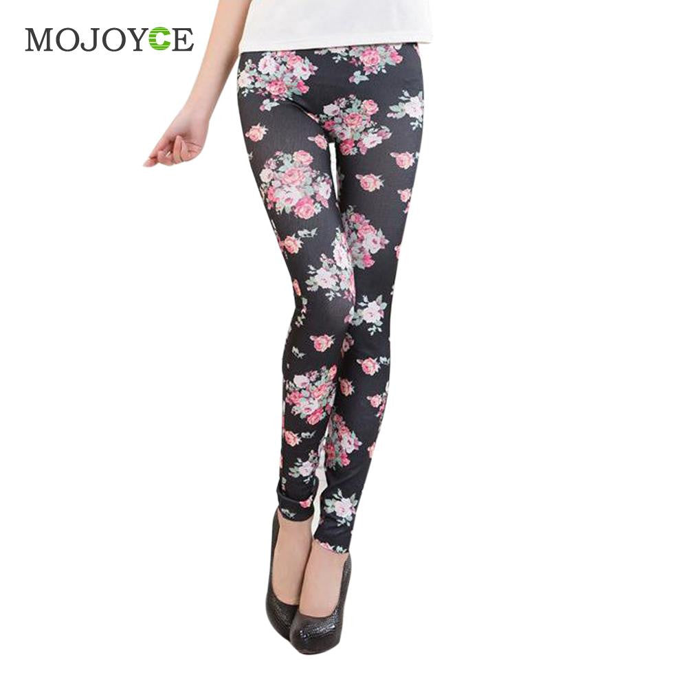 Trendy Skinny Floral Print Leggings Women Stretchy Sexy Pencil Pants Free Size Fitness Legging Fitness Women Leggins ELY