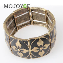Vintage Bronze With Black Elastic Four Leaf Copper Clover Chain Bracelet 1STL ELY