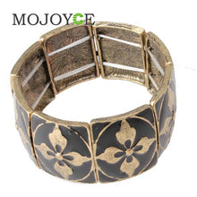 Vintage Bronze With Black Elastic Four Leaf Copper Clover Chain Bracelet 1STL ELY